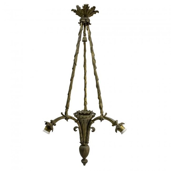 Gilt Bronze Ceiling Lamp Chandelier, Early 20th Century