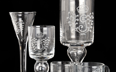 Glass tableware, 46 dlr., “Antique GIII”, dlr., Reijmyre glassworks.