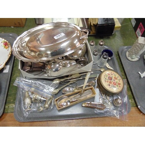 Good tray of plated ware to include Sauce boat , Cruets , cu...
