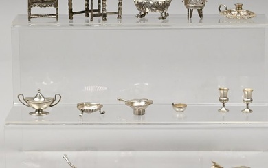 Group Sterling Silver&Silverplate Miniature Items