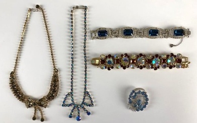 Group of 5 Rhinestone Costume Jewelry Items