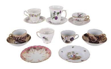 Group of Porcelain Teacups, Saucers, and Plates
