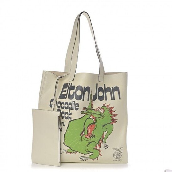 Gucci - Calfskin Elton John Crocodile Rock Large Tote Off White Weekend bag
