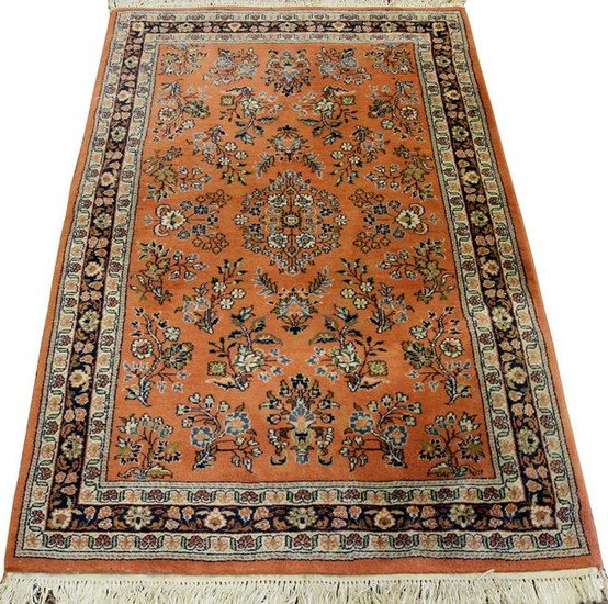 HAND WOVEN WOOL RUG, W 3' 6", L 5' 4"