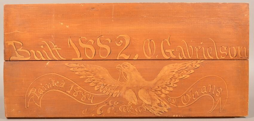 Hand-Painted Single-Sided Wooden Sign Dated 1884.