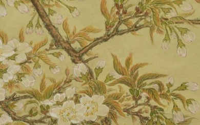 Hanging scroll, Painting - Silk - 'Kokei' 鴻圭 - Yae zakura 八重桜 - With signature and seal 'Kokei' 鴻圭 - Japan - 1900-1920(Meiji / Taisho period)