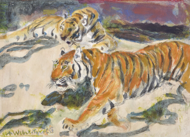 Hans Josef Weber-Tyrol (Schwaz 1874 – Meran/Merano 1957) Tigri, 1938;Tecnica...