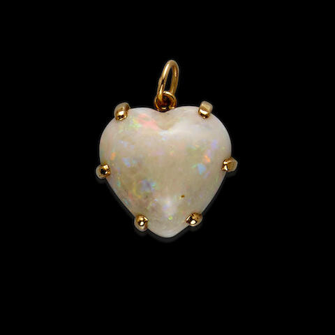 Heart-shaped White Opal Pendant
