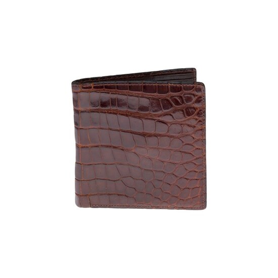 Hermès - Portefeuille / Porte-cartes/ Porte-monnaieHermèsen cuir de crocodile marron