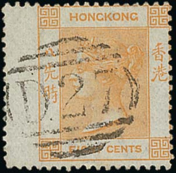 Hong Kong Treaty Ports Amoy "D.27": 1863-71 8c. pale dull orange with wing margin