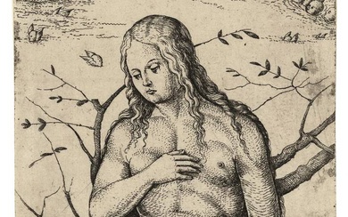 Hopfer, Daniel (±1470-1536). Eva. Etching, 28,8x11 cm., monogrammed "DH" and...