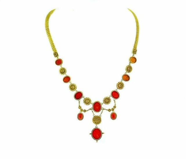 Ilias Lalaounis Yellow Gold Carved Carnelian Necklace