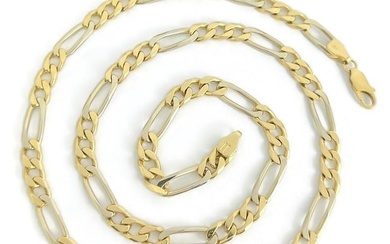 Italian Two-Tone Figaro Chain Necklace 18K Yellow Gold 20 Inch, 5.2 mm, 31.74 Gr