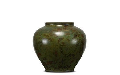 JAPAN - About 1900 A green-red patina vase with a round, slightly balustered body. H. 25 cm.