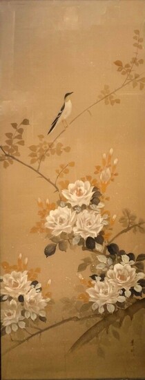 JAPON Peinture sur soie à décor de fleurs... - Lot 197 - Lynda Trouvé