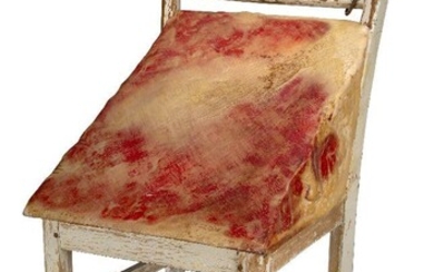 John Isaacs, British b.1968- In Search of Someone to Lead, someone to Follow, 2008; mixed media chair sculpture; wax, wood, Polystyrene and stage blood, 95x45x50cm (ARR) Provenance: Private Collection, London Note: John Isaacs is a British...
