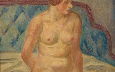 John Sloan (1871-1951) Nude Seated on Couch Bed 15 x...