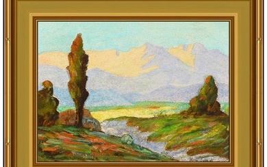Karl Schmidt Original Western Landscape Oil Painting On Board Signed Framed Art