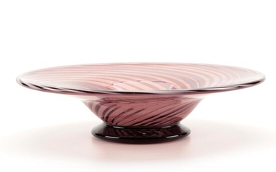 L. Muller Amethyst Swirl Handblown Art Glass Bowl, 1979