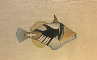 LAFFITTE L.R - Fish - Three watercolors on...