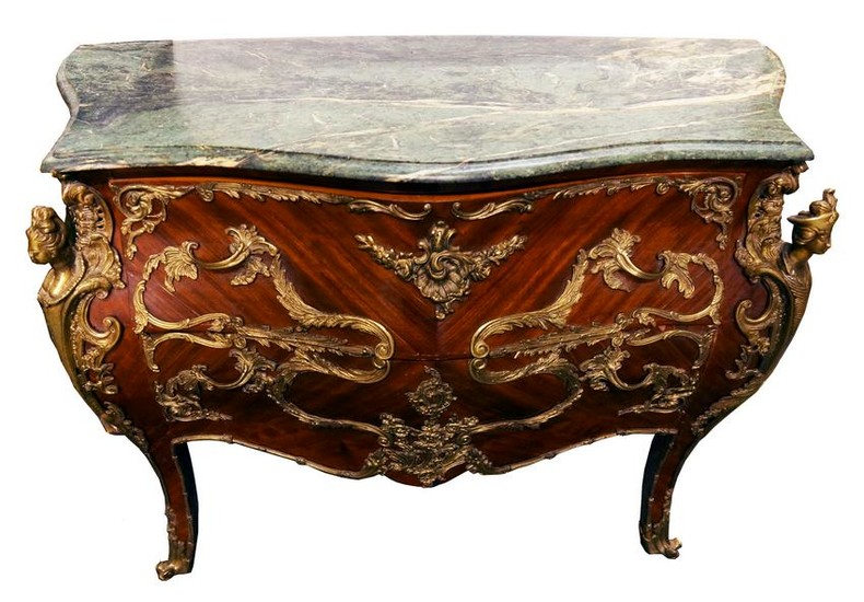 LOUIS XV STYLE FIGURAL MARBLE TOP COMMODE