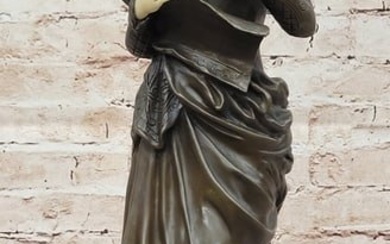La Liseuse by Carrier Belleuse - Bronze Sculpture of a Woman Holding a Book