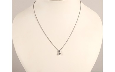 Ladies two stone diamond pendant mounted on an 18ct white go...