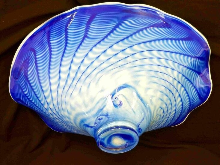 Large Art Glass Bowl in the Manner of Dale Chihuly