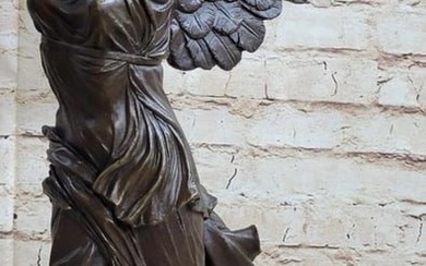 Large Bronze Statue After "Winged Nike of Samothrace" From The Louvre - 21lbs
