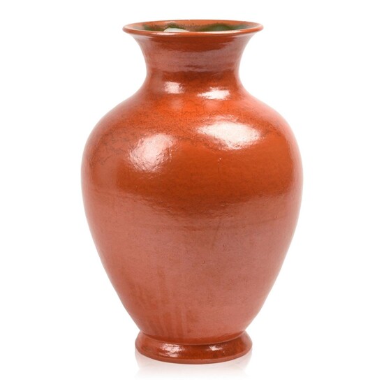 Large Orange Red Anton Lang Pottery Vase