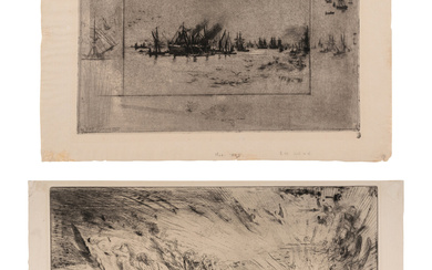 Les Esprits des Villes-Mortes and Le Port aux Mouettes (two works), 1886,Félix Hilaire Buhot