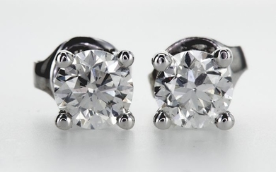 Lilo Diamonds - AIG Certificate - 14 kt. White gold - Earrings - 1.00 ct E-F/VS2 NO RESERVE PRICE - Diamond