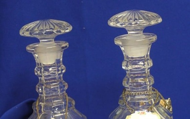 Lot of Two Etched Decanters