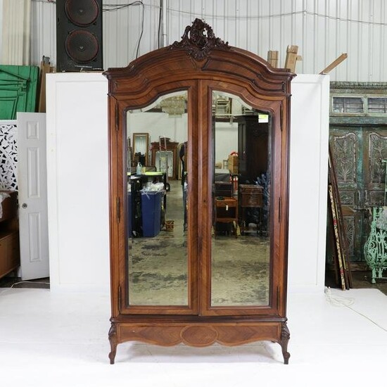 Louis XV Style Double Mirror Door Armoire
