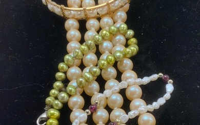 Luxury Pearl Bracelets and Glass Pearl Necklace, 4