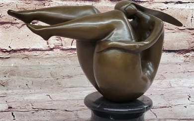 M. Nick's Bronze Sculpture – A Female Figure Botero-Inspired Masterpiece on Marble Base - 7" x 9"