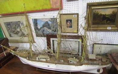 MARITIME, scratch built table top model of triple masted...