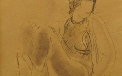 Marcel Ronay, Hungarian 1910-1998- Portrait of a seated lady; pencil on paper, signed and dated lower left, 26.5 x 21 cm (ARR) (unframed)