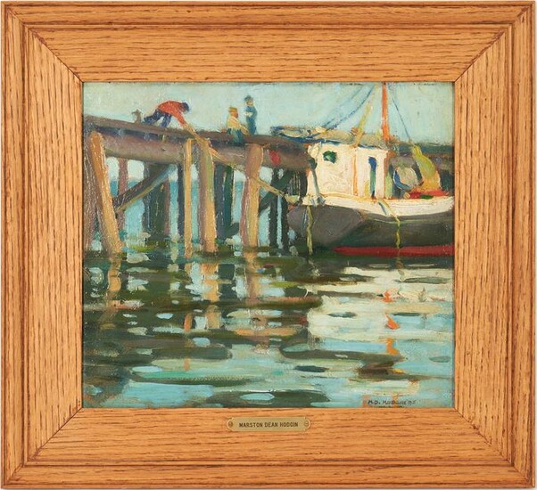 Marston Dean Hodgin O/B Painting, Wharf Scene