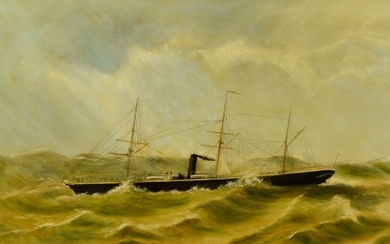 Maud (19th/20th century) - A steam ship in a fresh breeze