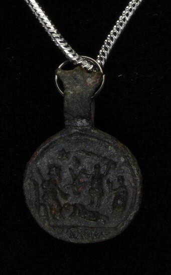 Medieval Bronze Pendant with The Judgement of King Solomon