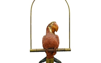 Mexican Federico Leather Hanging Folk Art Parrot