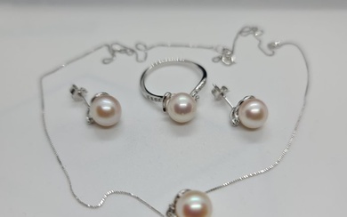 Miluna Oro Design - 3 piece jewellery set - Diva’s dream White gold - 1.00 tw. Diamond (Natural)