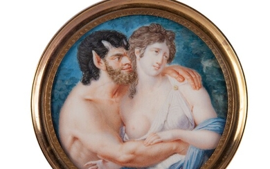 Miniature of a satyr and a nymph, France early 19th century