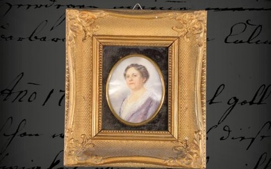 Miniaturmalerei, Damenportrait, signiert ”C. Hartmann 1847”, H 16,5 cm