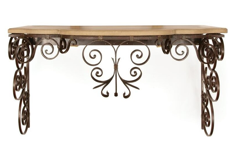 Monumental Wrought Iron Console Table