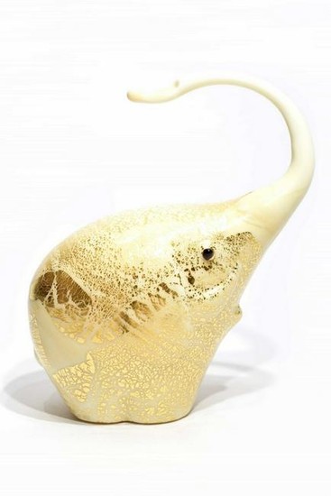 Murano glass elephant animal with gold leaf and murrine