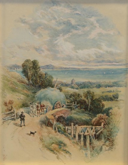 Myles Birket Foster RWS (1825-1899) Figure with a dog and...