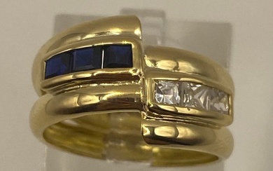 NO RESERVE PRICE - 18 kt. Yellow gold - Ring - Diamonds, Sapphires