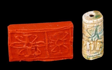 Near Eastern Faience Cylinder Seal with Radiating Motifs